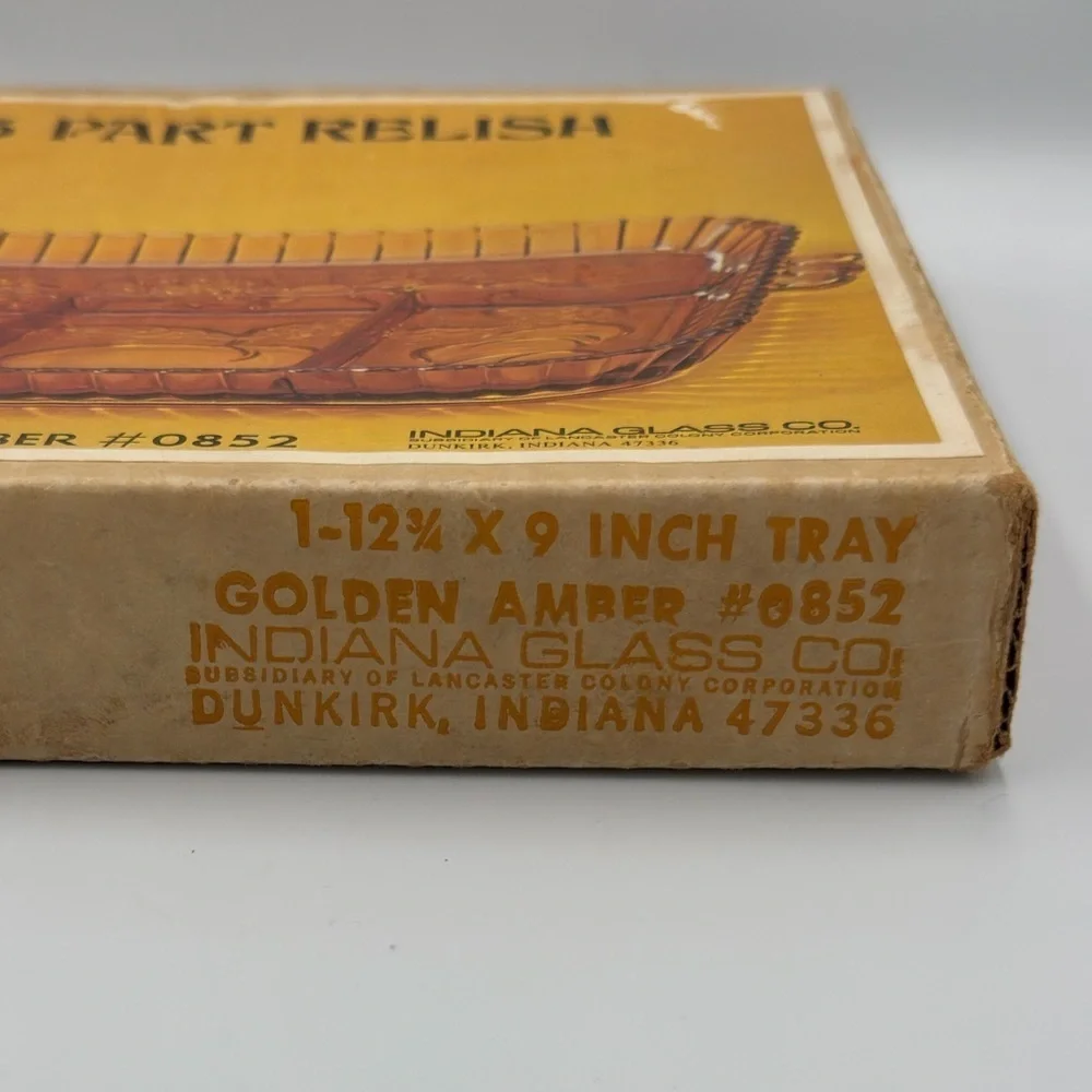 Indiana Glass Co Divided Golden Amber Relish/Fruit Tray
